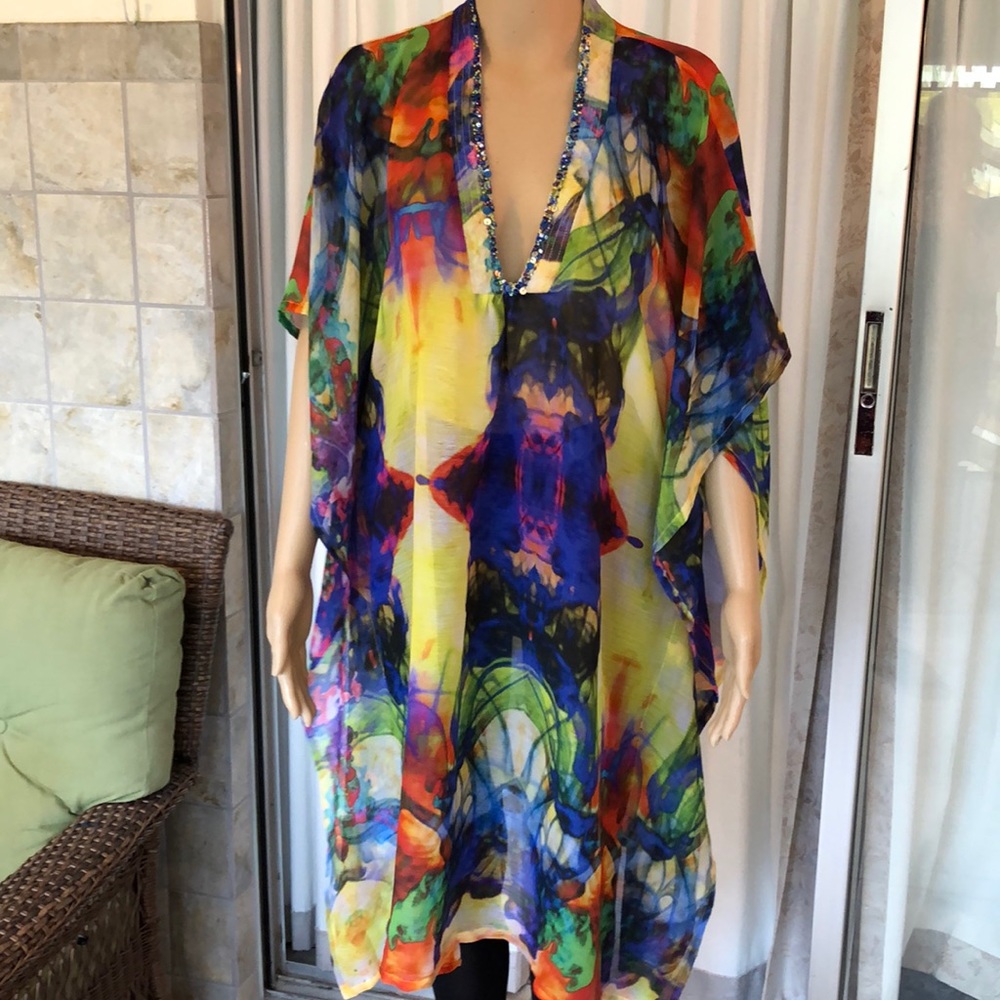 Antica Sartoria Colorful Semi Sheer Tunic Top